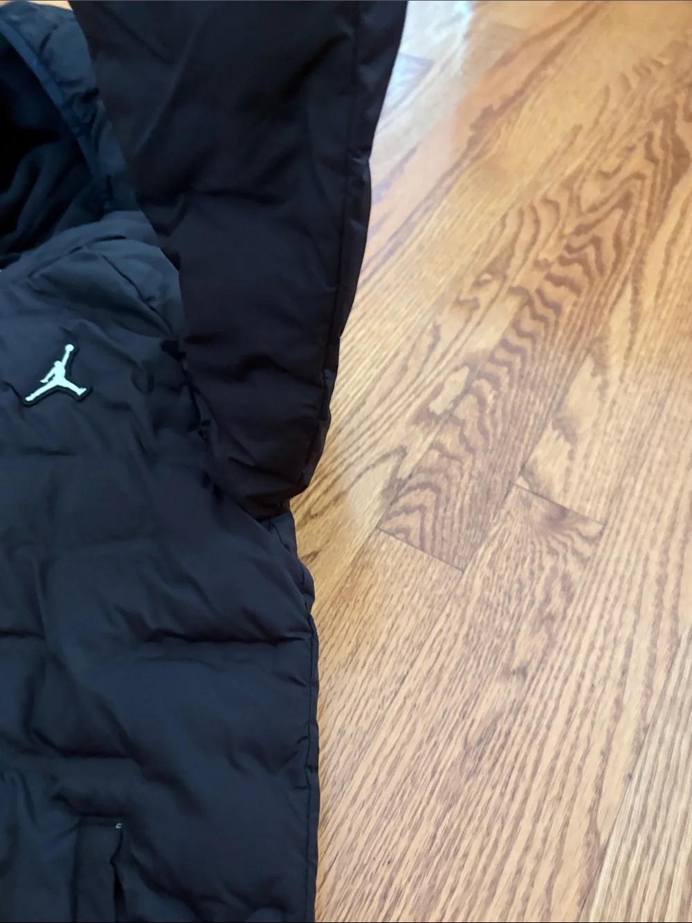 Jordan Black Hooded Puffer Jacket with White Jumpman